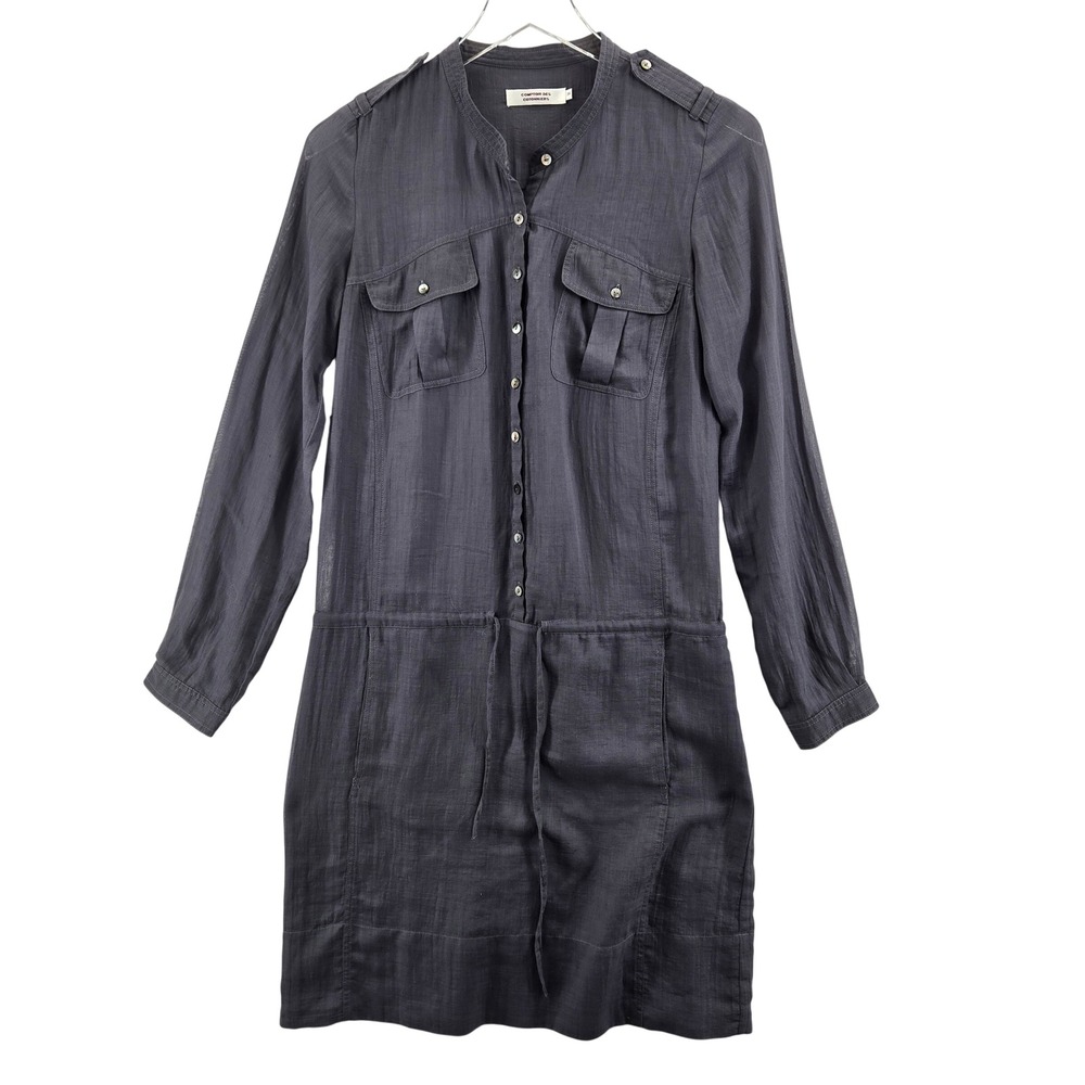 Comptoir des Cotonniers Grey Utility Shirt Dress Drawstring Waist Size 38 US 6